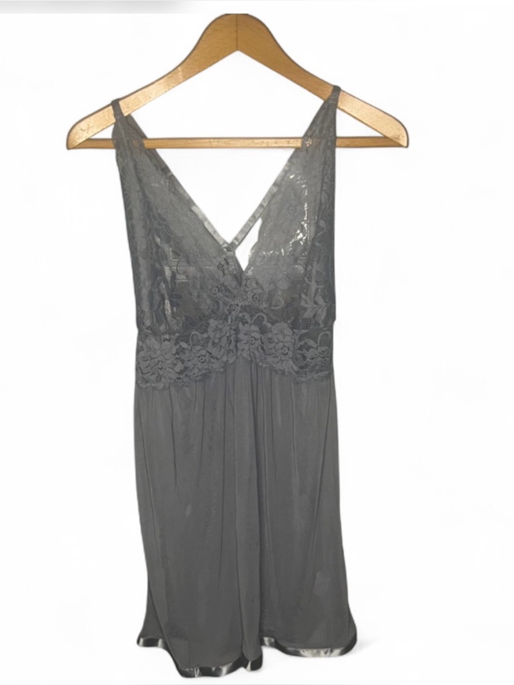 Avidlove Gray Lace Babydoll Slip Dress XXL‎ Sheer Lingerie